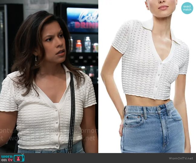 Alice + Olivia Linda Top worn by Alison 'Blaze' Rogers (Jacqueline Grace Lopez) on General Hospital