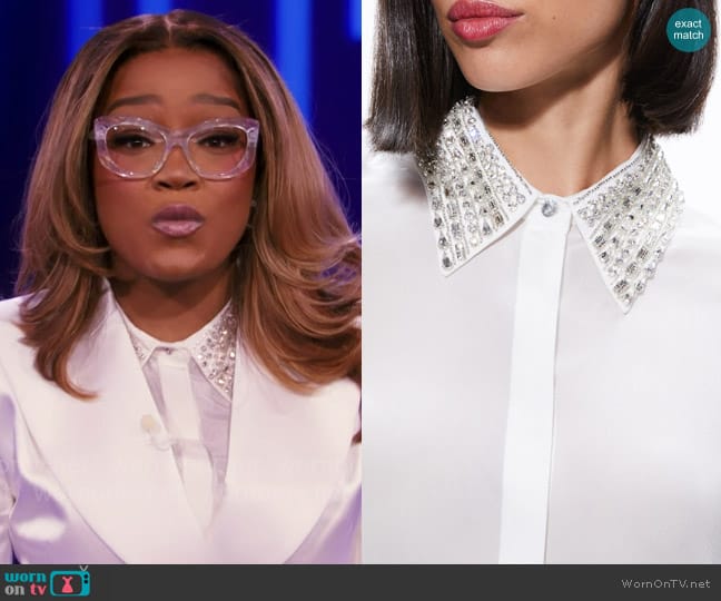 Alice + Olivia Willa Embellished Collar Shirt worn by Keke Palmer on Password