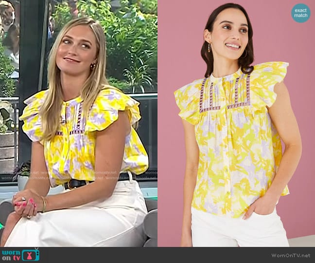 Alivia Jomarie Top in Yellow Multi worn by Jasmine Snow on Today