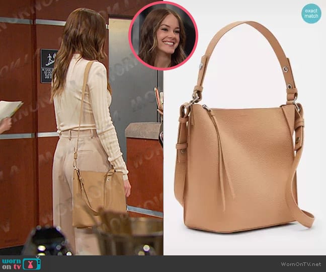 All Saints Kita Leather Crossbody Bag worn by Stephanie Johnson (Abigail Klein) on Days of our Lives