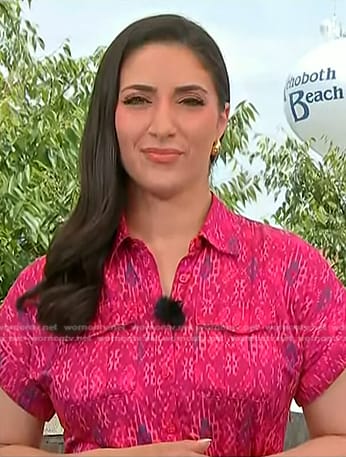 Allie Raffa’s pink printed shirtdress on NBC News Daily