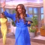 Alyssa’s blue satin shirtdress on The View