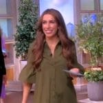 Alyssa’s green bell sleeve poplin dress on The View