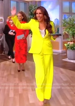 Alyssa’s neon blazer and pants on The View