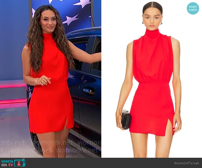 Alexis’ red sleeveless mini dress on The Price is Right