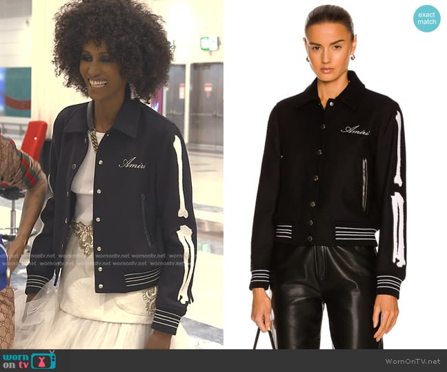 Amiri Bones Varsity Jacket worn by Chanel Ayan (Chanel Ayan) on The Real Housewives of Dubai