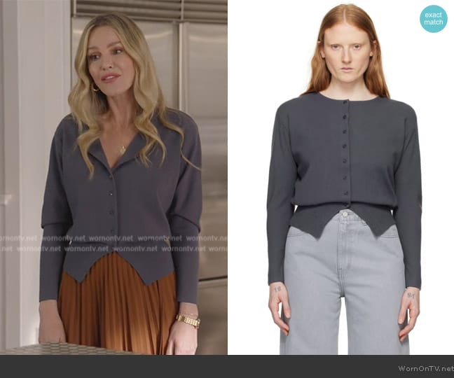 Amomento Navy Shirred Cardigan worn by Laura Baker (Monet Mazur) on All American