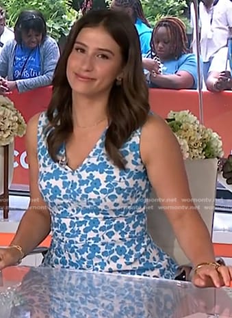 Angie Lassman's blue floral sleeveless dress on Today