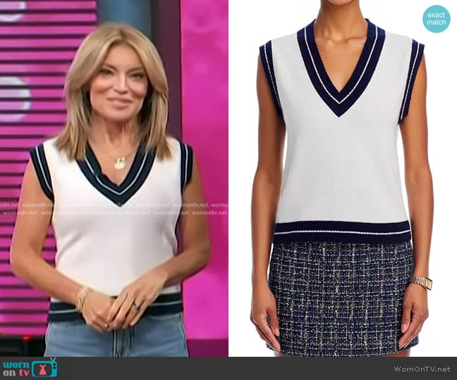 AQUA Cashmere x Venus Williams V Neck Sleeveless Cashmere Vest worn by Kit Hoover on Access Hollywood