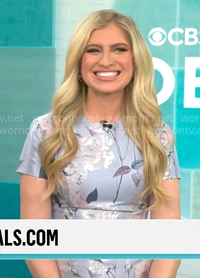 Ashley Bellman's floral short sleeve mini dress on CBS Mornings