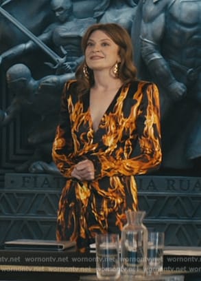 Ashley's fire print wrap dress on The Boys