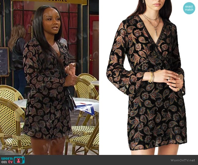 Ba&Sh Robin Mini Dress worn by Chanel Dupree (Raven Bowens) on Days of our Lives