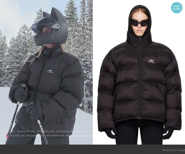 Balenciaga Black 3B Sports Icon Puffer Jacket worn by Khloe Kardashian (Khloe Kardashian) on The Kardashians