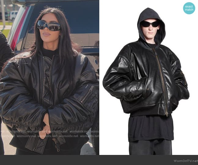 Balenciaga DIY Metal Outline Hooded Bomber Jacket worn by Kim Kardashian (Kim Kardashian) on The Kardashians