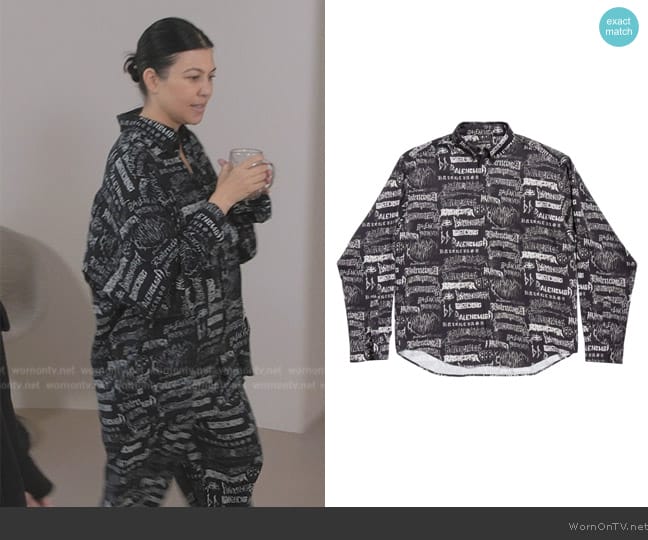 Balenciaga Logo-print long-sleeves shirt worn by Kourtney Kardashian (Kourtney Kardashian) on The Kardashians