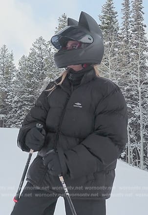 Khloe's black padded ski jacket on The Kardashians