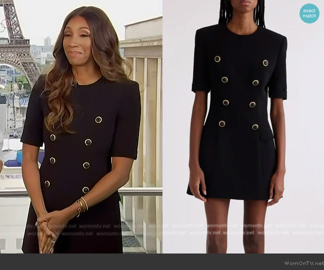 Balmain Button Detail Crepe Minidress worn by Maria Taylor on Access Hollywood