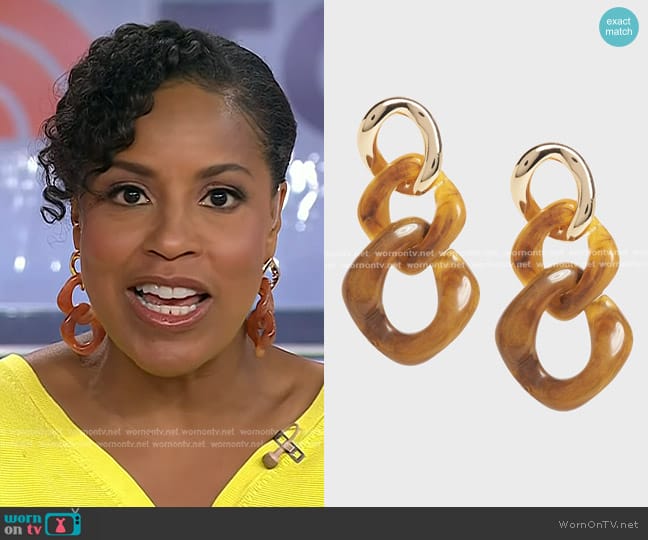 Banana Republic Tortoise Shell Link Earrings worn by Sheinelle Jones on Today