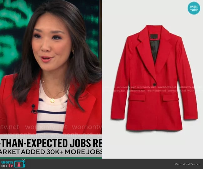 Banana Republic Lido Wool Blazer worn by Nancy Chen on CBS Mornings