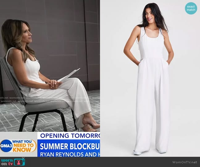 Bar III Sleeveless Seamed-Bodice Jumpsuit in Creama worn by Rhiannon Ally on Good Morning America