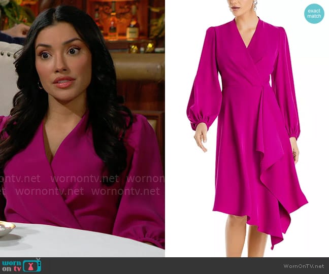 Black Halo Emberly Dress in Berry Plum worn by Audra Charles (Zuleyka Silver) on The Young and the Restless