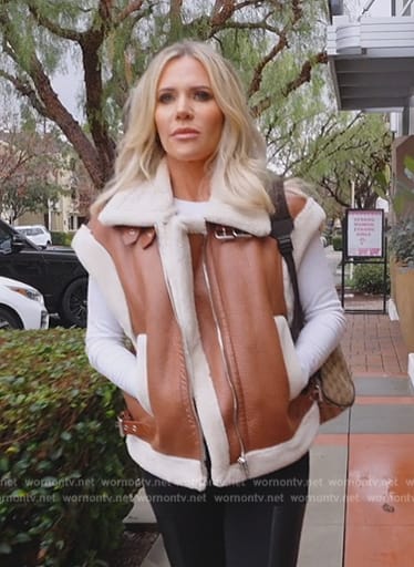 Jennifer's leather sherpa vest on The Real Housewives of Orange County