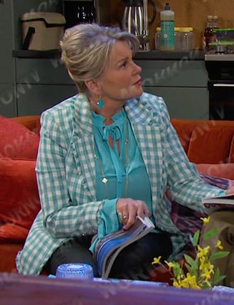 Bonnie’s green gingham tweed blazer on Days of our Lives