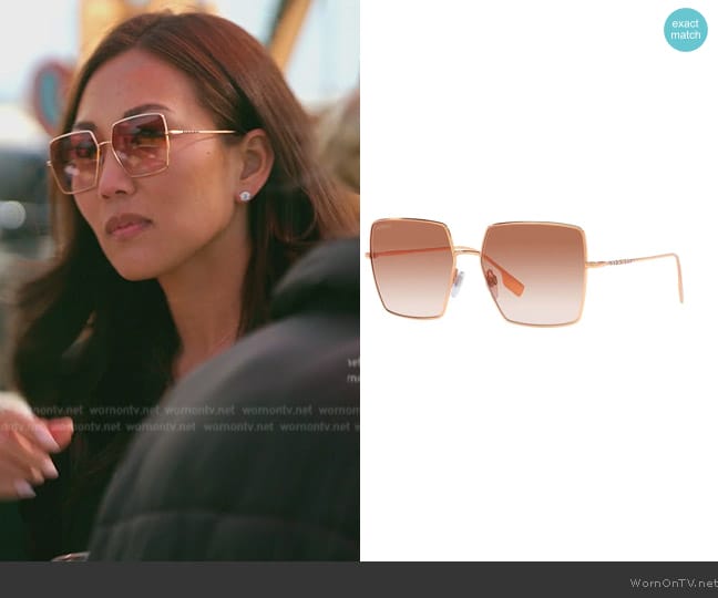 Burberry Daphne 58mm Square Sunglasses worn by Katie Ginella on The Real Housewives of Orange County