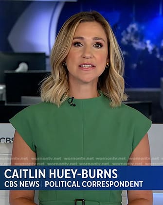 Caitlin Huey-Burns’ green belted dress on CBS Evening News