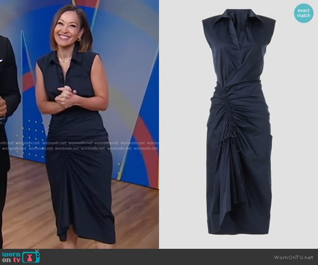 WornOnTV: Eva’s navy ruched sleeveless dress on Good Morning America ...