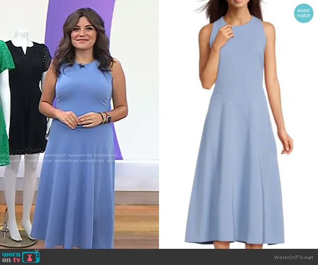 Calvin Klein Sleeveless Midi Dress in Bayou Blue worn by Adrianna Barrionuevo Brach on Today