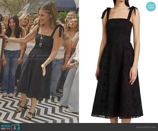 Carolina Herrera Cotton Bow-Strap Midi-Dress worn by Savannah Guthrie on Today