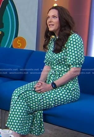 Carrie Joy Grimes' green geometric print shirtdress on Good Morning America