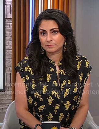 Dr Celine Gounder's yellow floral top on CBS Mornings