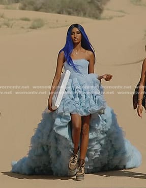 Chanel's blue layered tulle gown on The Real Housewives of Dubai