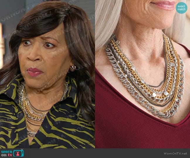 Chico's Mixed-Metal Multistrand Necklace worn by Paulina Price (Jackée Harry) on Days of our Lives