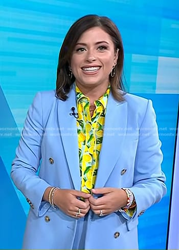 Chloe's lemon print shirt and blue blazer on Today