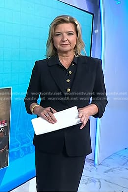 Christine Romans' black polo dress and ruched sleeve blazer on Today