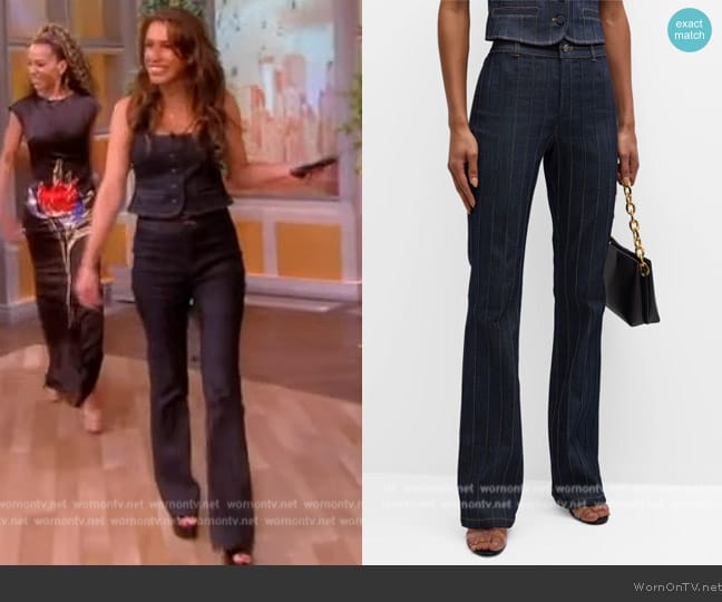 Cinq a Sept Alina Topstitch Stripe Jeans worn by Alyssa Farah Griffin on The View