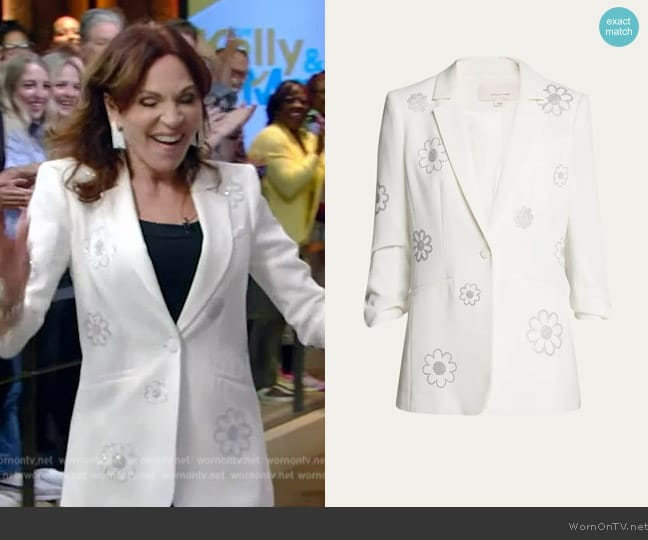 Cinq a Sept Khloe Heatset Daisies Sequin Crepe Blazer worn by Marilu Henner on Live with Kelly and Mark