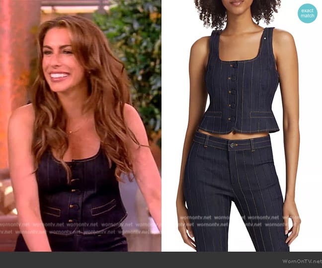 Cinq a Sept Rowena Denim Top worn by Alyssa Farah Griffin on The View