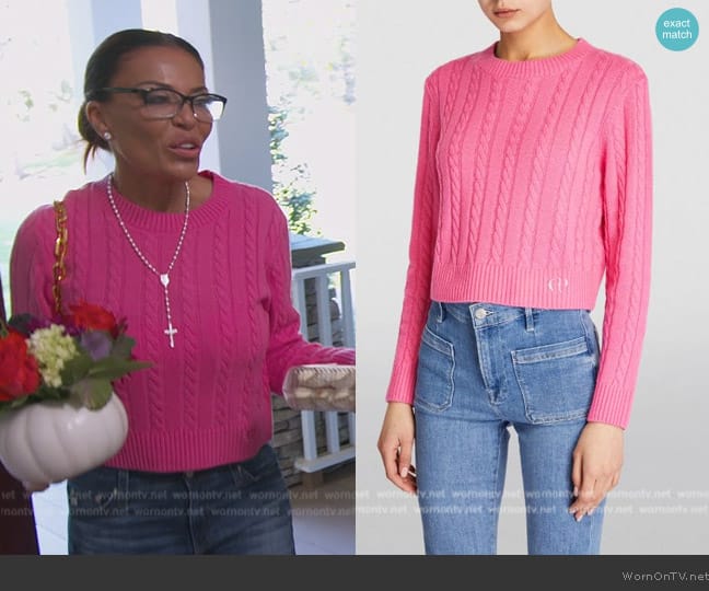 Claudie Pierlot Wool-Cashmere Cable-Knit Sweater worn by Dolores Catania on The Real Housewives of New Jersey