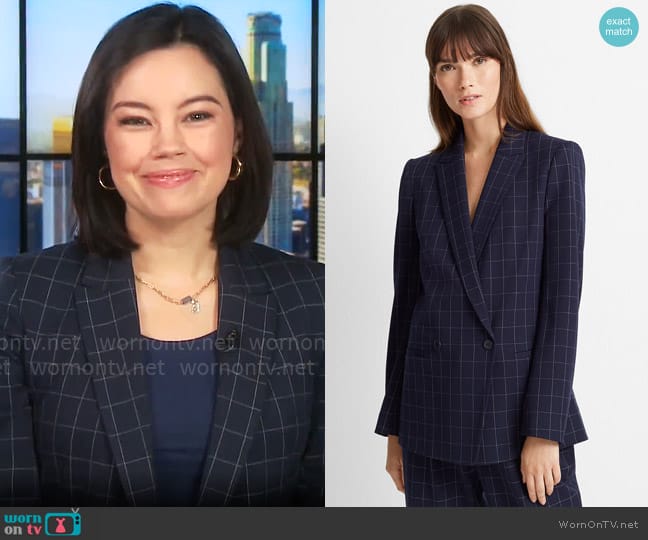 Club Monaco Windowpane Blazer worn by Jo Ling Kent on CBS Mornings