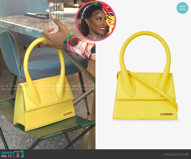 Jacquemus Le Grand Chiquito Leather Top-Handle Bag in Yellow worn by Caroline Brooks (Caroline Brooks) on The Real Housewives of Dubai