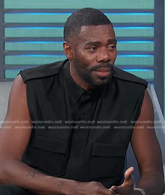 Colman Domingo’s black flap pocket shirt on Access Hollywood