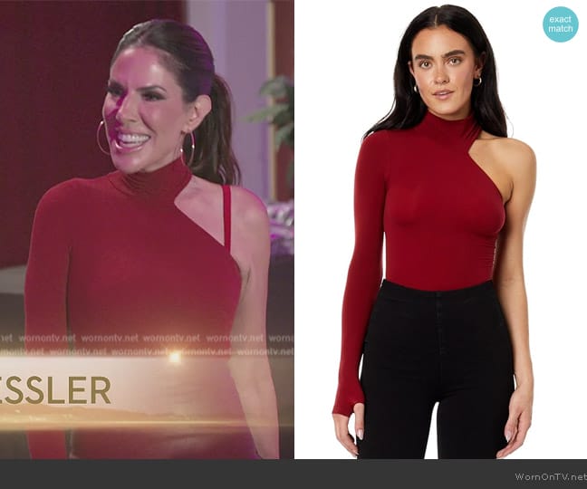 Commando Ballet One-Shoulder Turtleneck Bodysuit worn by Jenn Fessler on The Real Housewives of New Jersey