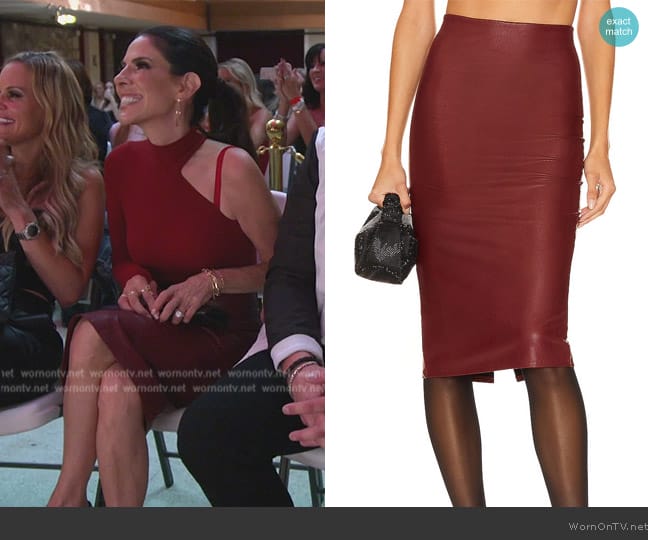 Commando Faux Leather Midi Skirt worn by Jenn Fessler on The Real Housewives of New Jersey