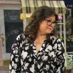 Connie’s black floral blouse on Days of our Lives