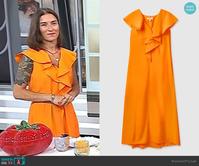 Cos Ruffled Maxi Dress in Orange worn by Elena Oliver on Today