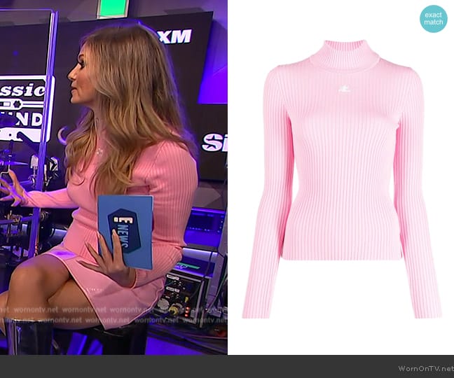 Courreges logo-patch ribbed-knit jumper worn by Nikki Novak on E! News